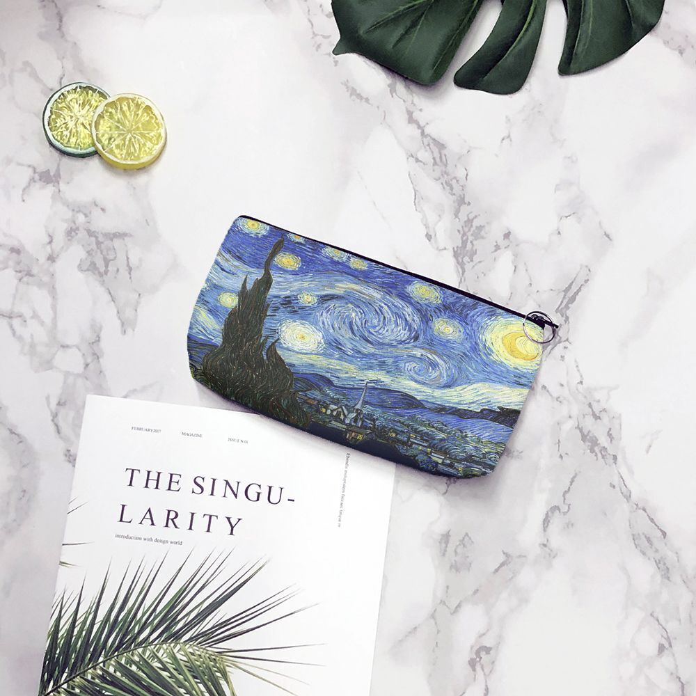 Canvas Cosmetic Bag Art Print Makeup Pouch Bags Traveling Lipstick Handbag Purse