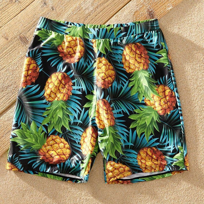 Swimwear Summer Ruffle Sleeve Swimsuits Family Look Pineapple Full Yellow Sets