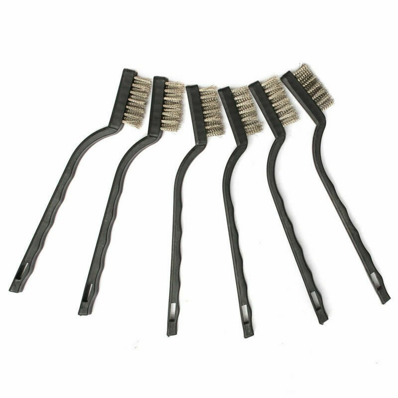 3* Steel Brush Set Small Cleaning Brushes Wire Rust Sparks Wheels Scrub 180mm I