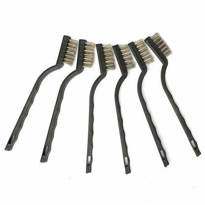 3* Steel Brush Set Small Cleaning Brushes Wire Rust Sparks Wheels Scrub 180mm I