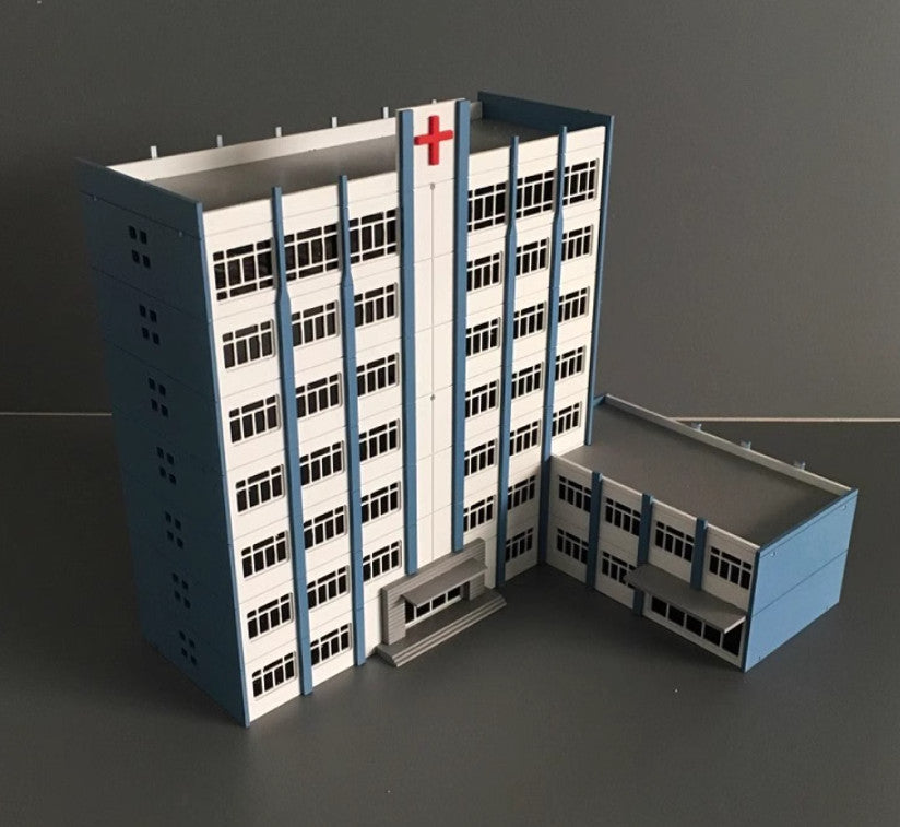 1/150 1/87 Scale Buildings Train Railway Modern Hospital Blue White Model House