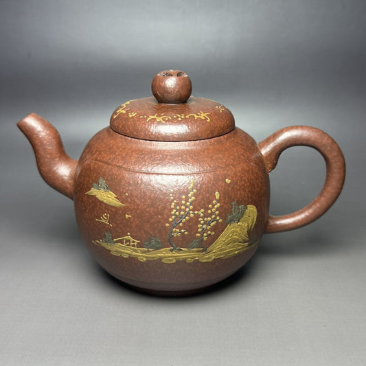 Vintage Chinese Yixing Purple Clay Teapot Zisha Ceremony Fine Landscape Tea Set