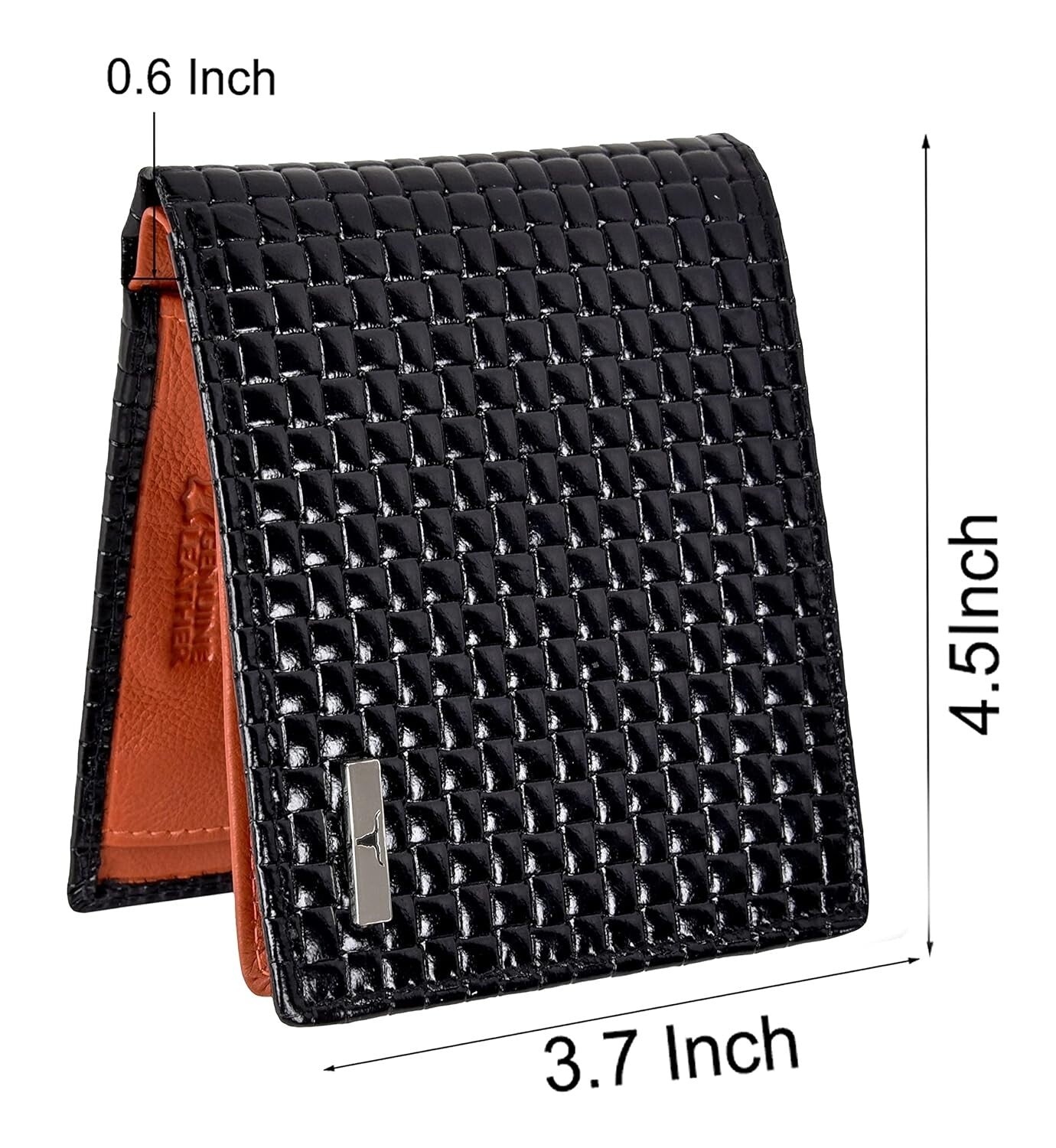 NEW BLACK/ORNAGE BI-FOLD LEATHER MEN'S WALLET RFID PROTECTION GIFT ITEM
