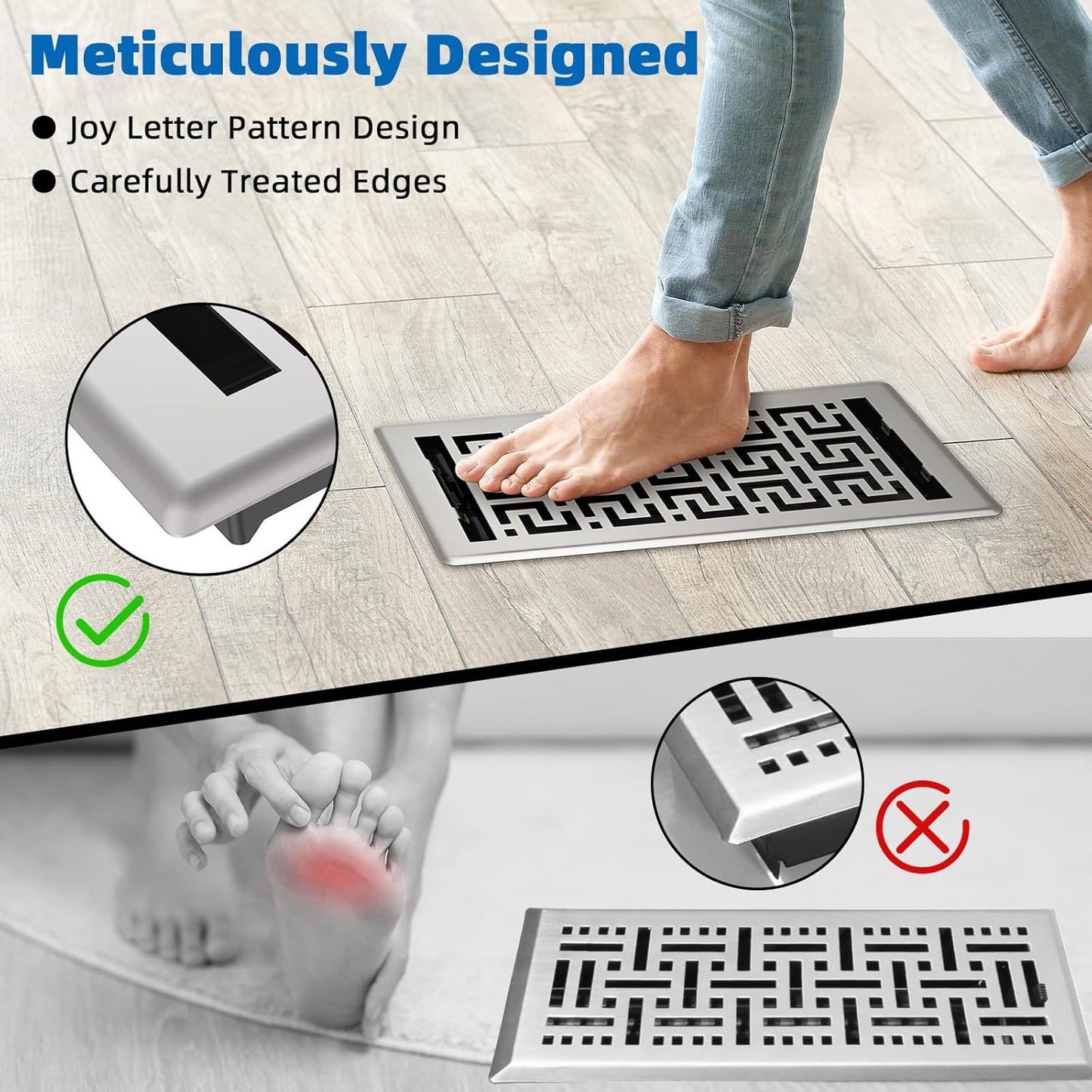 Floor Registers 6X14 Inches - 3 Pack Heavy Duty Walkable Steel Floor Vents Ease