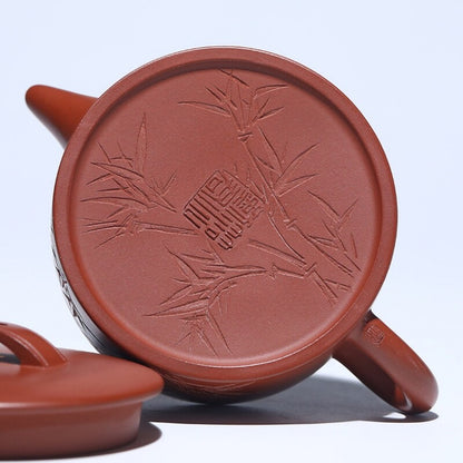 Full Handmade Bamboo Carved Master Tea Pot Real Yixing Zisha Clay Pot 180ml New