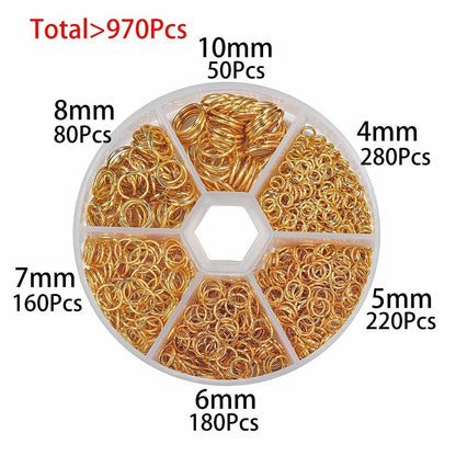 970Pcs/Set Mixed Color Open Jump Ring Split Connector Jewelry Making Kit Finding