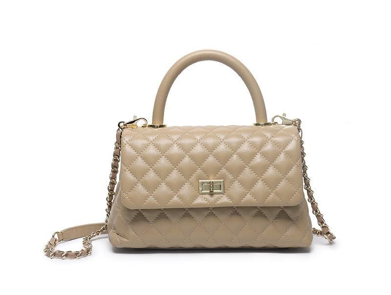 Cowhide Pebbled Bag Fashion Embroidery Thread Versatile Leather Chain Crossbody