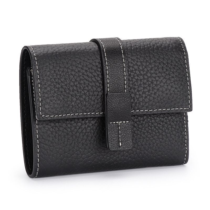 Coin Purse Short Wallets Trifold Money Bag Flap Snap Cowhide Card Holder Clutch
