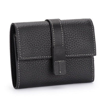 Coin Purse Short Wallets Trifold Money Bag Flap Snap Cowhide Card Holder Clutch