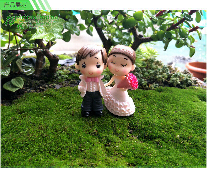 Romantic Wedding Landscaping Ornaments 1pair Moss Micro Landscape Bouquet Couple