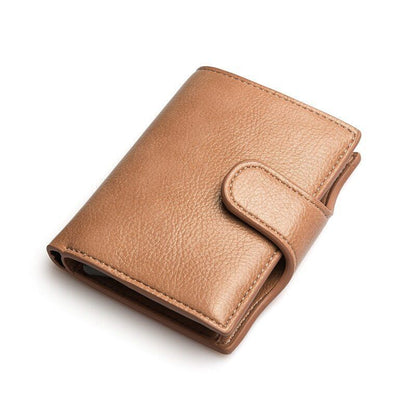 Wallet Purse Anti-theft Card Holder Metal Case Vintage Money Bags Leather Hasp