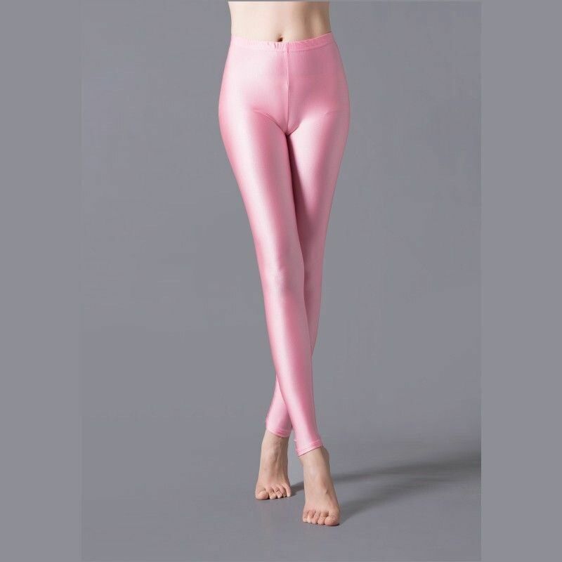 Women Leggings Solid Fluorescent Shiny Pant Spandex Shinny Elasticity Trousers