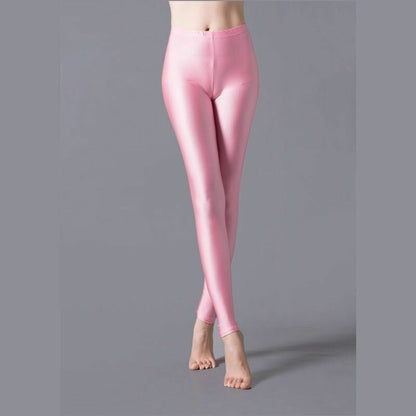 Women Leggings Solid Fluorescent Shiny Pant Spandex Shinny Elasticity Trousers