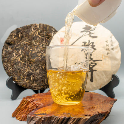 357g Laobanzhang Puerh Raw Tea Yunnan Qizi Pu-erh Sheng Tea Cake Pu'er Green Tea