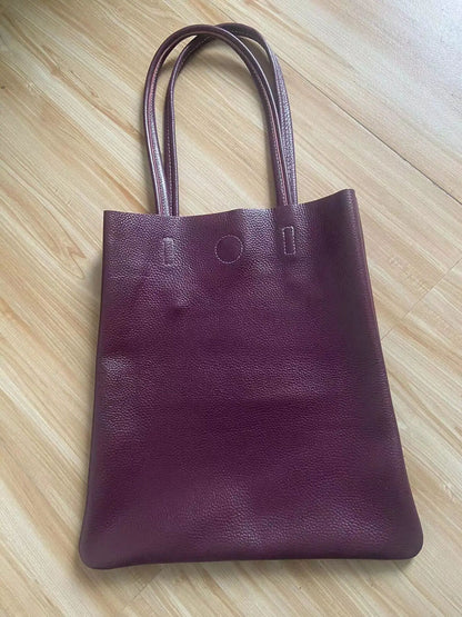 Women Tote Bag Simple Girl Cowhide Handbag Student Shoulder Bag