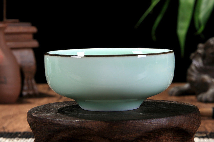 2 Pcs Tea Cup One Piece 65ml Longquan Porcelain Kungfu Tea Cup Fish Carved New