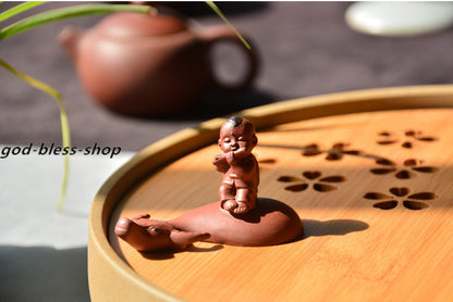 Small Tea Pet Yixing Zisha Purple Clay Tea Play Home Decoration Kid On Buffalo