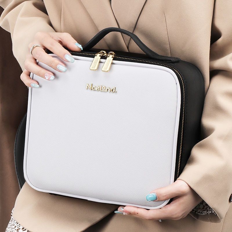 Lighted Cosmetic Case Mirror LED Cosmetic Bag Big Makeup Storage Box 26*11*23 CM