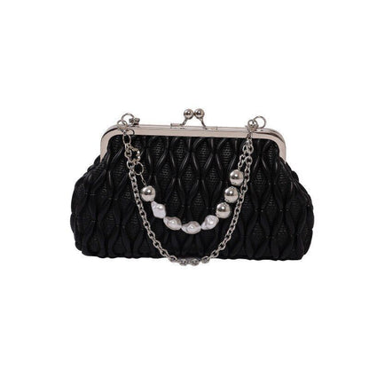 Hand Chain Pearl Bag Synthetic Leather Crossbody Purse Totes Handbag 14*22*6 CM