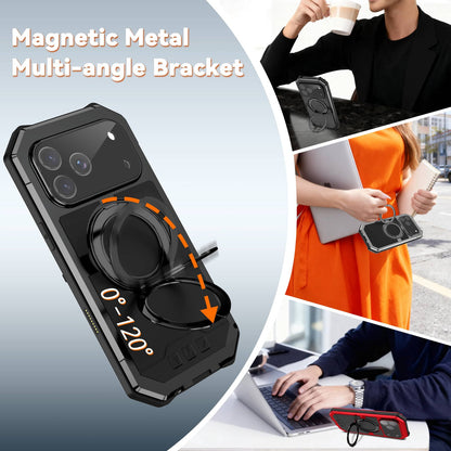 For iPhone 17 Pro Max Metal Magnetic Case 360° Ring Stand Heavy Duty Shockproof