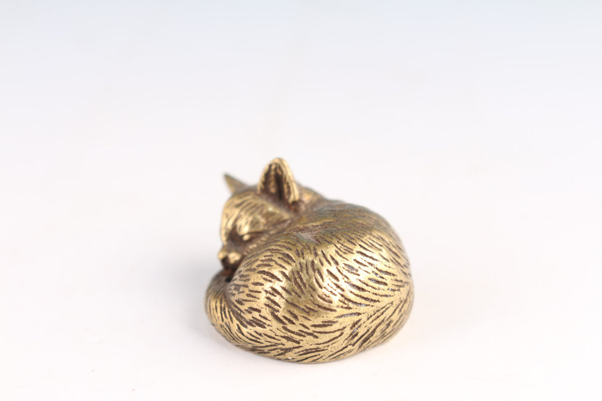 Mini Chinese bronze handmade fortune cat statue tea pet collection netsuke
