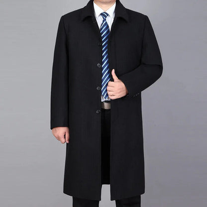 Winter Overcoat Clothes Men Thicker Casual X-long Covered Button Mens Wool Coat
