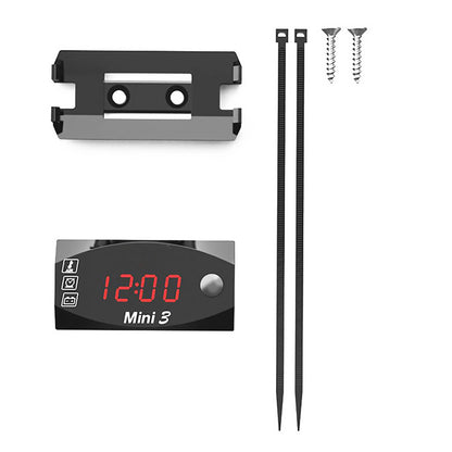 3 in 1 Motorcycle Electronic Clock Thermometer Voltmeter Multifunction LED