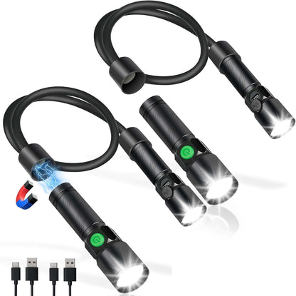 LED Neck Light, 2Pack 1800Lumens Rechargeable Neck Flashlight with Magnetic Base