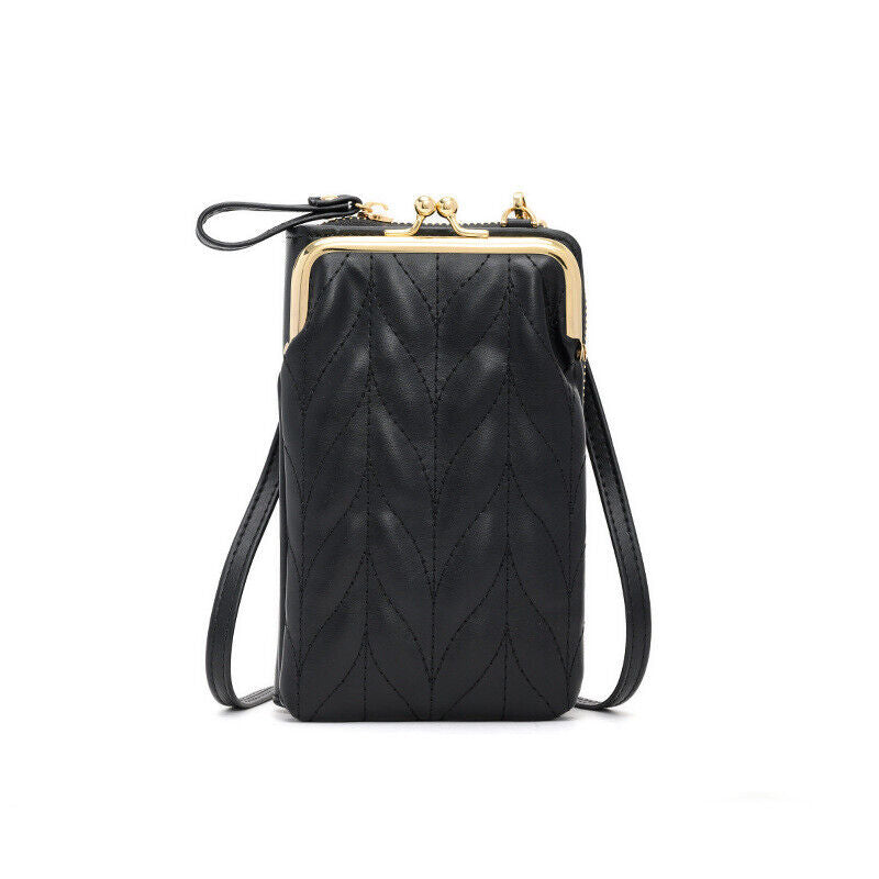 Female Cell Phone Money Bags Ladies Purse Soft Leather Flap Mini Crossbody Bags