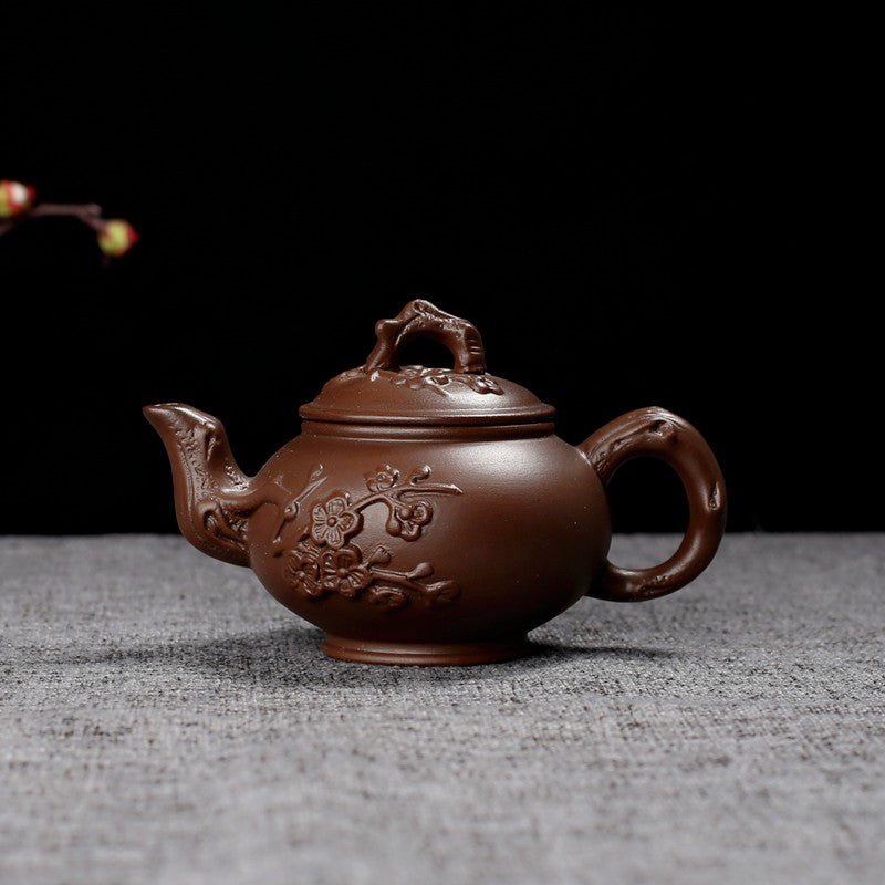 Chinese Yixing Zisha Clay Pottery Teapot Plum Blossom Design Clay Pot 150 Cc