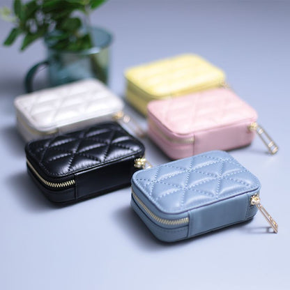 Lipstick Box Square Traveling Genuine Leather Makeup Organizer Case Cosmetic Bag