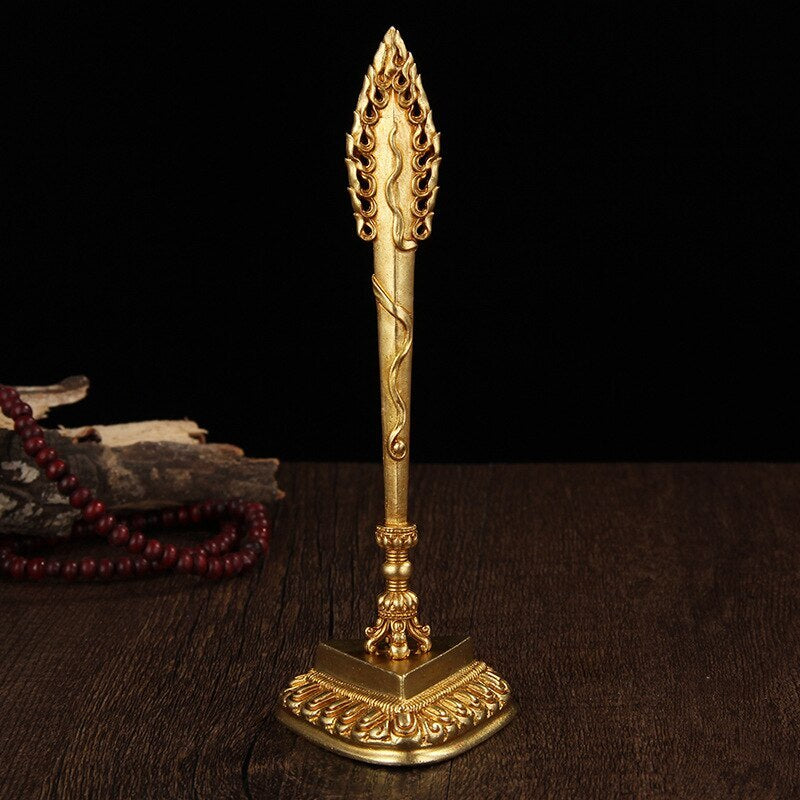 5.7" Tibetan Copper Manjushri Sword Nepal Buddhist Vajra Sacrifice Talisman