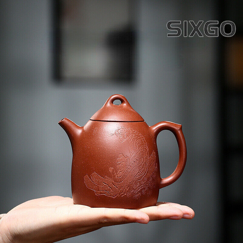 China Yixing Zisha Pottery Jiangpo Clay Handmade 250cc Tiger Teapot 虎啸汉瓦