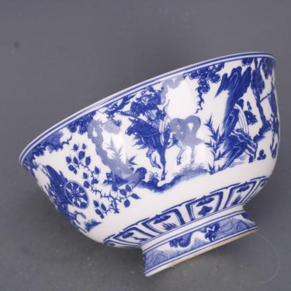 Collect China Jingdezhen Porcelain Blue and White Person In Literature Bowl