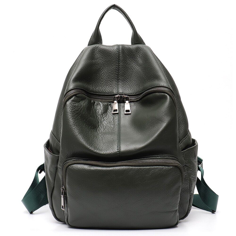 Genuine Leather Backpack Women Men Shoulder Bag School Travel Cowhide