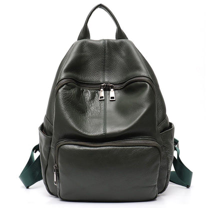 Genuine Leather Backpack Women Men Shoulder Bag School Travel Cowhide