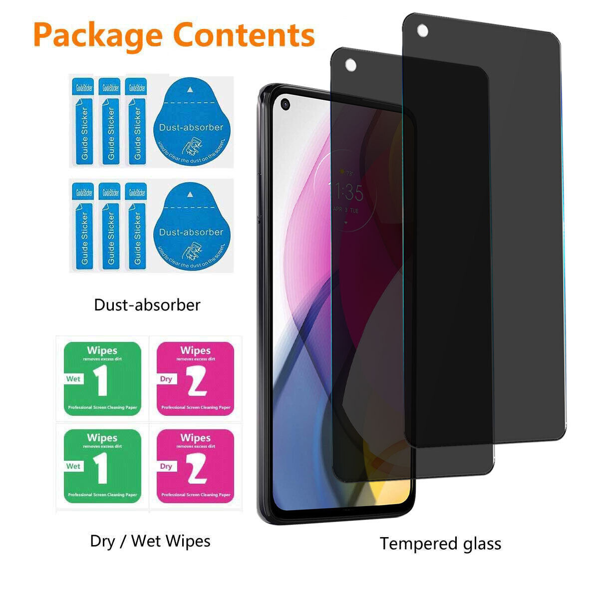 For Motorola Moto G Stylus 2021 Privacy Tempered Glass Anti-Spy Screen Protector