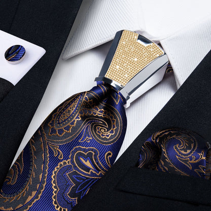 Men Necktie 3Pcs Luxury Striped Ties Cufflinks Pocket Square Wedding Accessories