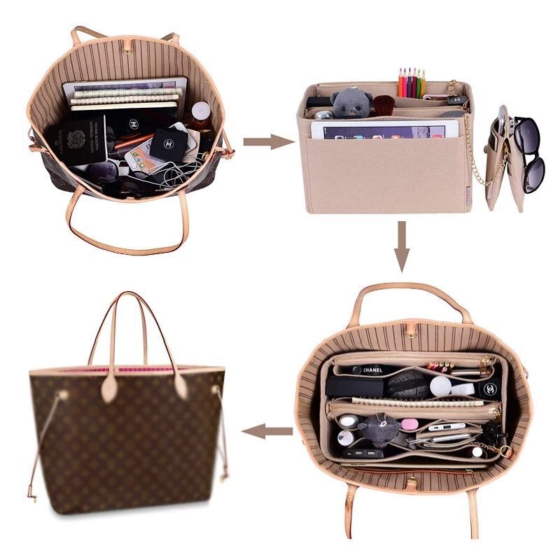 Cosmetic Purse Felt Cloth Insert Bag Handbag Organizer 17*34*18CM Traveling 1 PC