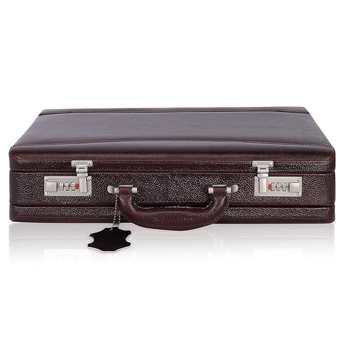 New Leather Travel Briefcase Combination Lock Office Business Handbag