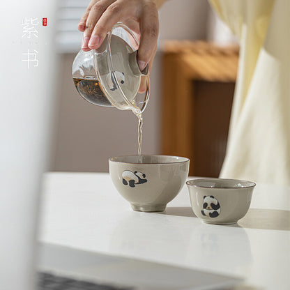 Panda Flower Ceramic Master Cup Tea Cup Kung Fu Tea Set Tea Drinking