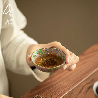 Hand Painted Multicolor Rock Glaze Tea Cup 7.9cm 65ml Personal Master Teacup
