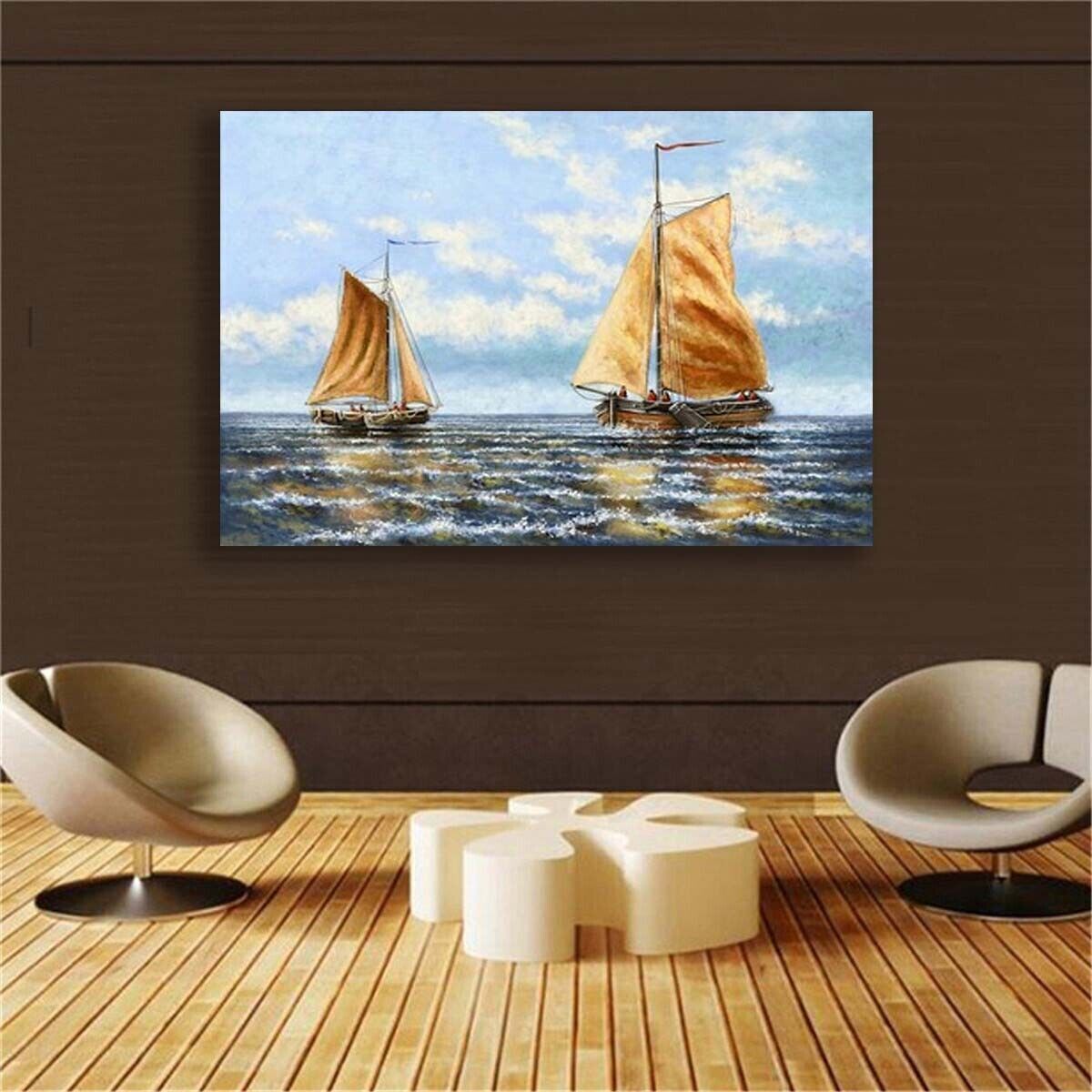 Sailboat Canvas Painting Wall Art Poster HD Print for Living Room Home Decor