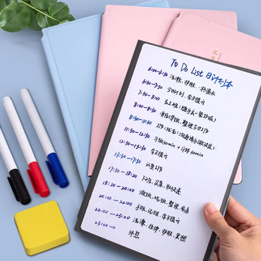 Whiteboard Notebooks A4 A5 Paper+PU Leather Erasable Planners Reusable Memo Pads