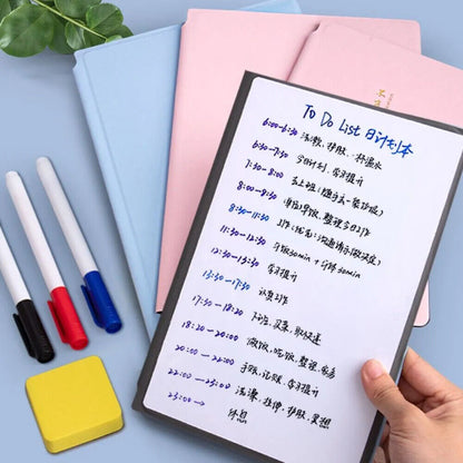 Whiteboard Notebooks A4 A5 Paper+PU Leather Erasable Planners Reusable Memo Pads