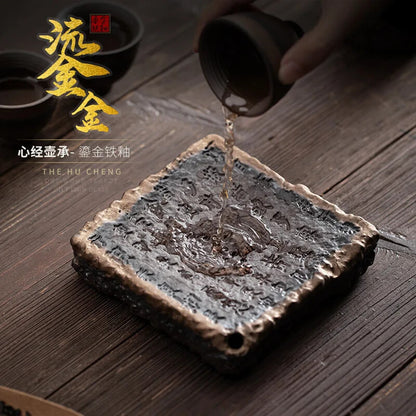 Heart Sutra Stoneware Pot Pot Tray Water Storage Tea Table Pot Mat Pot Tea Tray