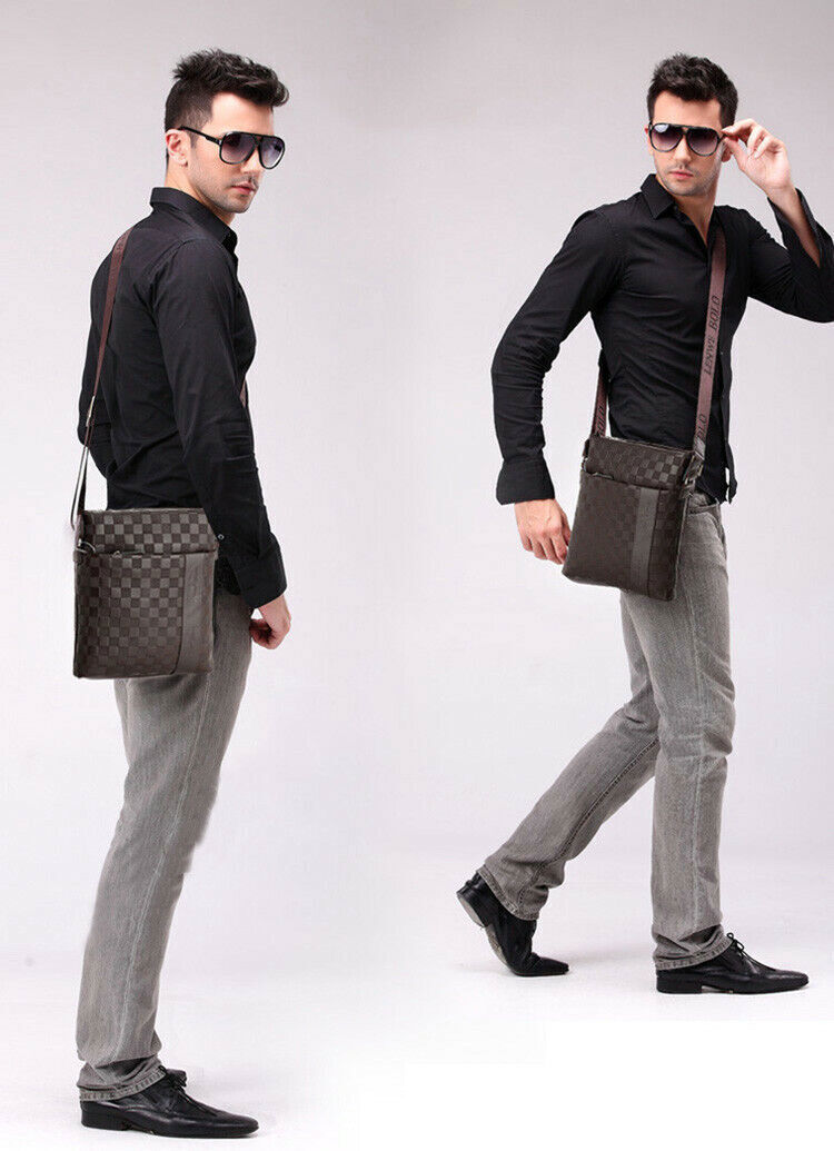 Men's Leather Crossbody Messenger Shoulder Bags Handbag Satchel Casual Day Bag