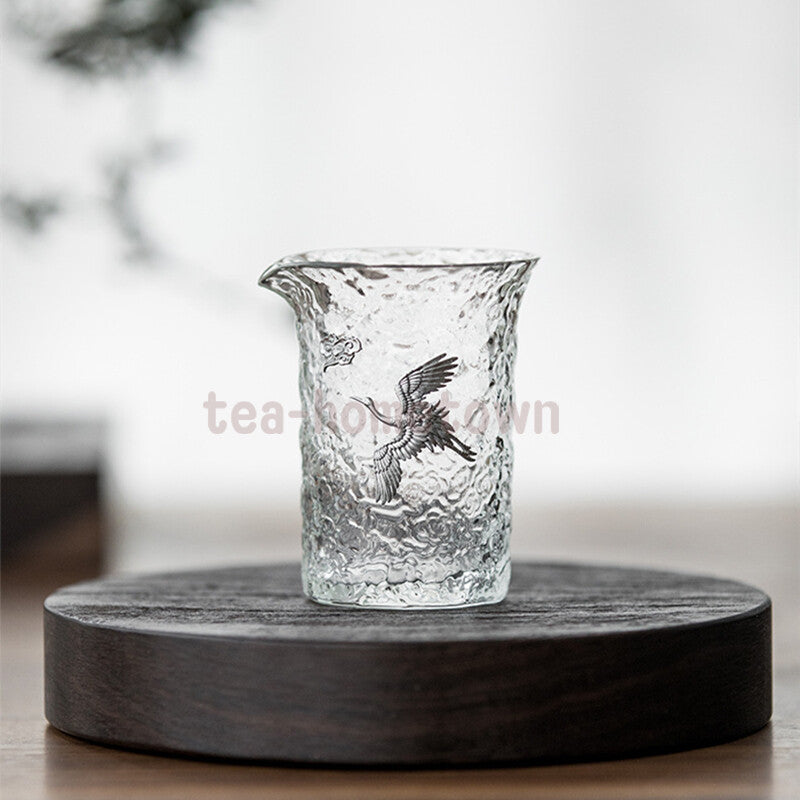 Chinese Cloud Glass Fair Cup Crane Tea Mugs Teacup Teaware Transparent