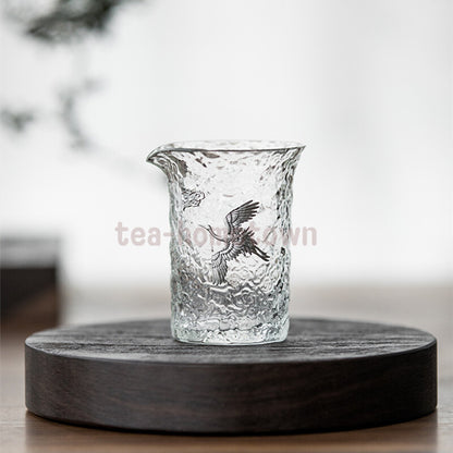 Chinese Cloud Glass Fair Cup Crane Tea Mugs Teacup Teaware Transparent