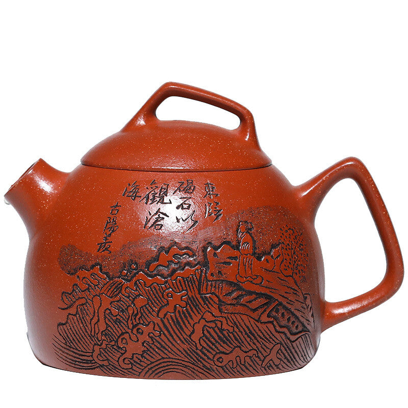 300ml Chinese Original Ore Real Yixing Zisha Jiangpo Clay Tea Pot Hand Carved